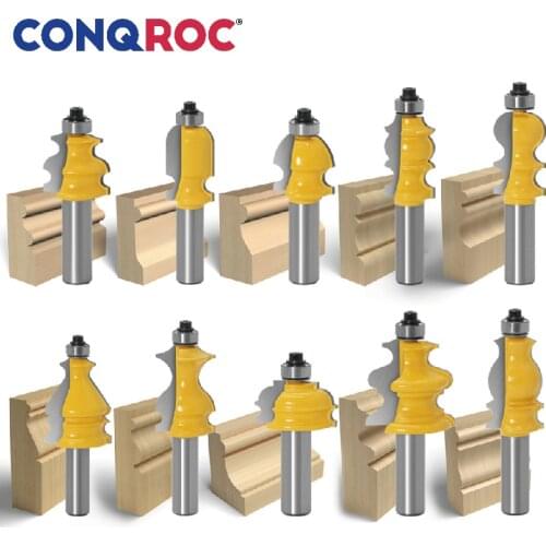 10 Pieces 12mm Straight Shank Architectural Molding Handrail Router Bits Set Woodworking Milling Cutters Kit