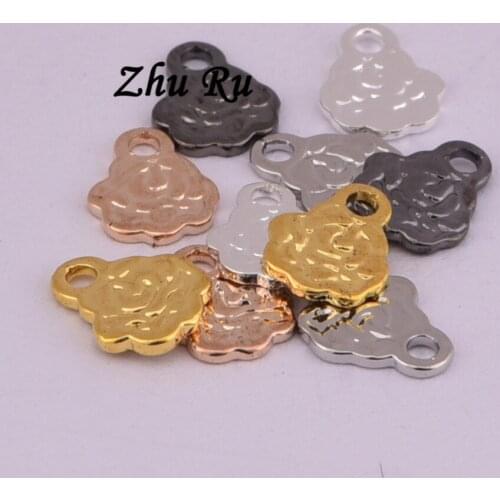 20pcs ZHU RU 6.5*5.5mm Mini single hanging roses flowers Charms Pendants Connectors fermoirs pour fabrication bijoux