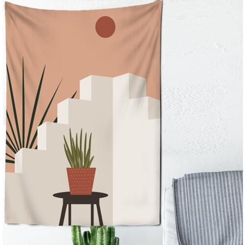 2021New Illustration Bohemia Africa Girl Cat Wall Hanging Canvas Painting Nordic Tapestry For Living RoomTree Wall Cloth