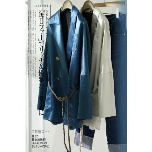 20ss vintage satin shiny acetate blazer women