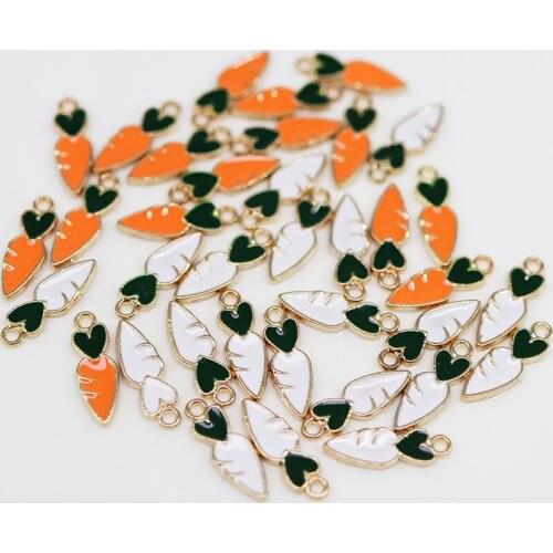 30pcs/Lot Carrot Diy Design for Jewelry Making Earring Bracelet or Necklace Handmade Enamel Charms