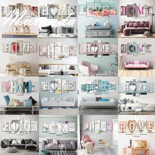 Unframed 5 Pieces Letter Canvas Painting Love HOME Wall Art Print Pictures For Home Living Room Bedroom Decor Hanging Poster