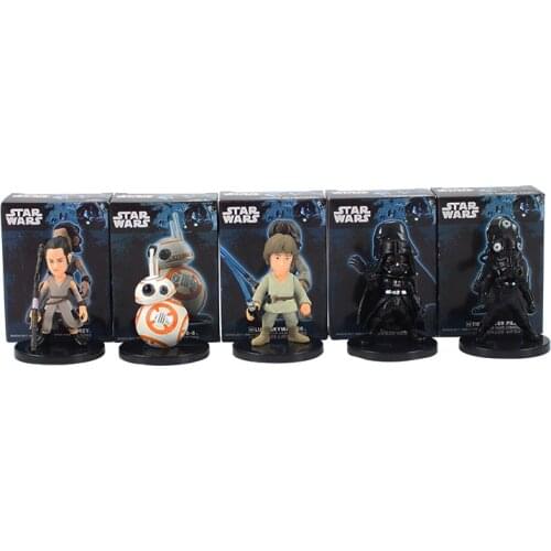 5pcs/lot Star Wars Figure Toy Darth Vader Luke Skywalker BB-8 The Fighter Pilot Rey Model Dolls Gift for Children