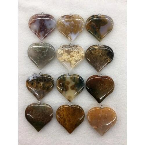 Promotion! 5pcs/pack Natural Ocean Agates Carnelian Bead Pendant,40mm Hearts Gem Stone Pendant Stone Jewelry