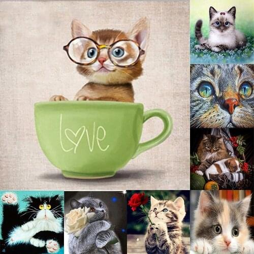 DIY Lovel Kitty Craft 5D Diamond Painting Full Square & Round Resin Mosaic Animal Embroidery Cross Stitch Kits Wall Decor Gift