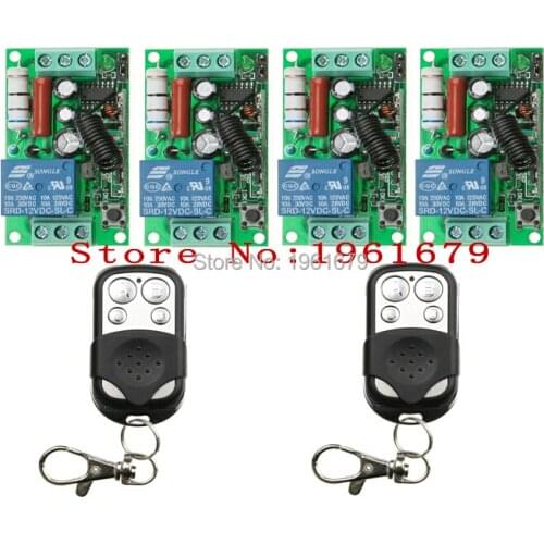 AC 220 V 10 A 1 channel RF Wireless Remote Control 4 pcs Receiver & 2 pcs Transmitter 315 mhz or 433 mhz