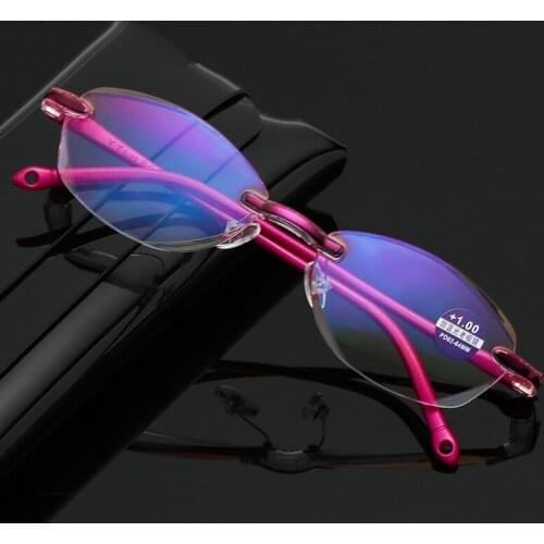 Frameless Magnifier Anti Blue Light Presbyopia Eyeswear Reading Glasses Memory Hyperopia Rimless +1.0+1.5+2.0+2.5+3.0+3.5+4.0