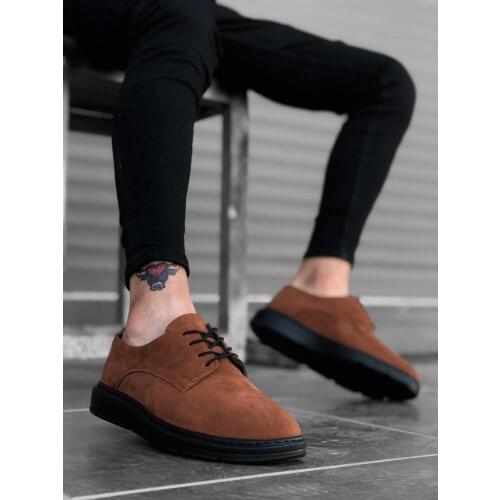 BA0003 Laced Suede Tan High Sole Casual Men Shoes