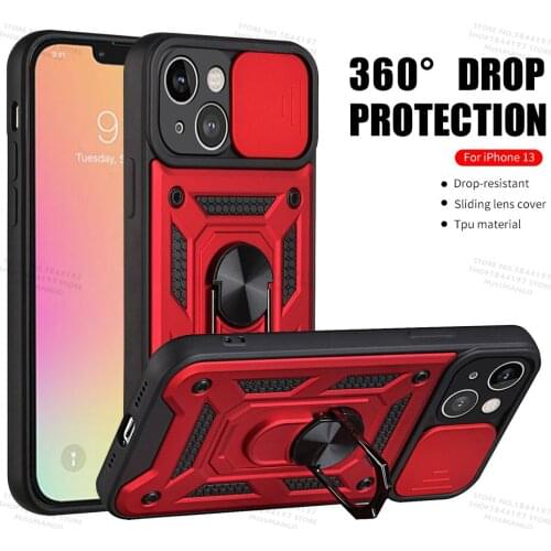 For Apple iPhone 13 Pro Max Mini Slide Cover Camera Protection Ring Car Holder Cover Coque for iphone i phone 13 series cases
