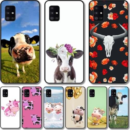 Cows Phone Case For Samsung Galaxy A 12 51 52 21 71 72 42 31 10 80 90 S E 5G Black Shell Art Cell Cover