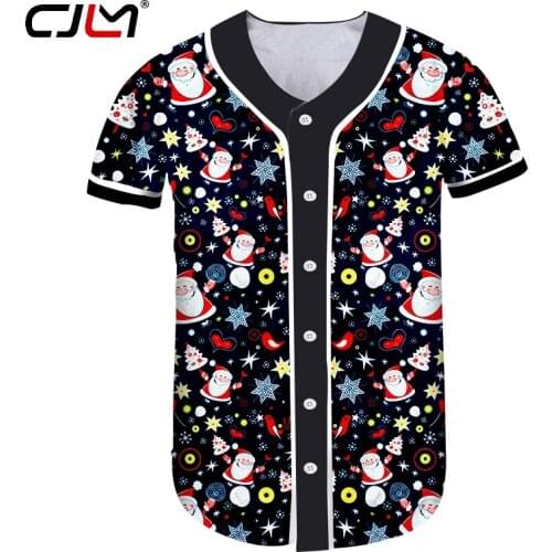 CJLM The New Listing Chistmas Mens Baseball Shirt 3D Printed Lovely Santa Claus Man Tshirt Colored Harajuku Clothing