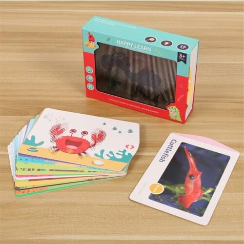 Kids Learning Cardboard Book 3D Dynamic Grating Card Learning Animal Sea world English Word Educational Book Toys