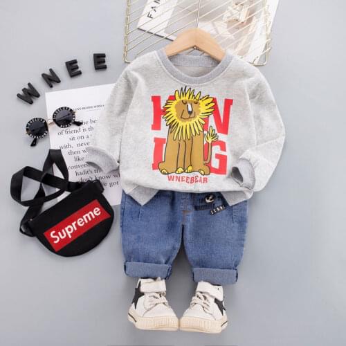 2021 Spring Autumn Baby Lion T-shirt Pants 2Pcs Suits Toddler Tracksuits Children Boys Girls Cartoon Clothing Sets Kids Clothes
