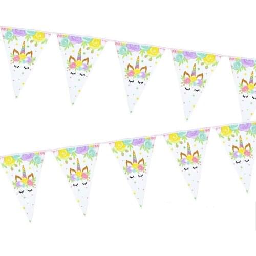 Dream Unicorn Banner Birthday Unicorn Party Hanging Paper Flags Pull Flag Banner For Kids Birthday Decoration Party Supplies