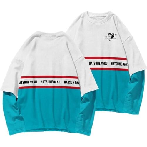 Men Women Spring Autumn Hot Sale Tops Print Fake Two Pieces Streetwear Couple Long Sleeve T-shirt Hip Hop Pullovers 4XL