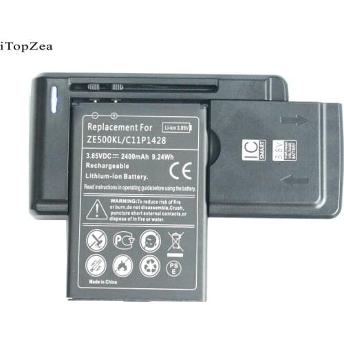 ITopZea 2400mAh / 9.24Wh C11P1428 Replacement Battery+ Universal Charger For Asus Zenfone 2 Zenfone2 Laser ZE500KG ZE500KL