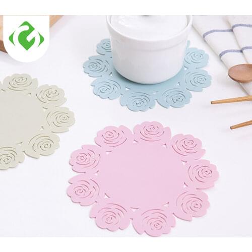 1PC Silicone Tableware Insulation Mat Coaster Cup Flower shape Mats Pad Heat-insulated Bowl Placemat Home Decor Desktop GUANYAO