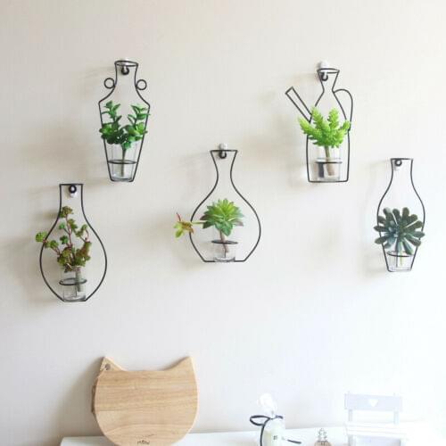 Hot Creative Iron Wall Hanging Vase Shelf Flower Pot Holder Home Storage Rack Decor Display Best Gift