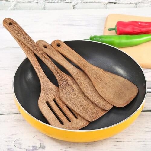 Natural Wenge Wood Square Spatula Oil Spoon Eco-friendly Wooden Kitchen Cook Utensils Kitchen Cooking Tools