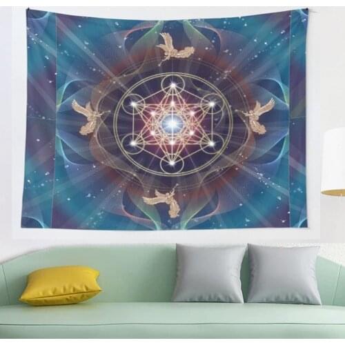 Metatron s Cube Merkabah Peace and Balance tapestry Blanket Tapestry Bedroom Bedspread Decoration