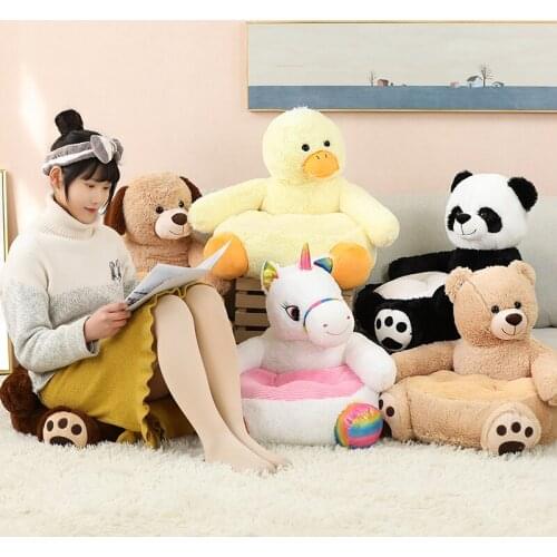 Cartoon Animal Bear Panda Dog Unicorn Child Sofa Seat Soft Plush Toys Creative Backrest Birthday Gift Good Quality