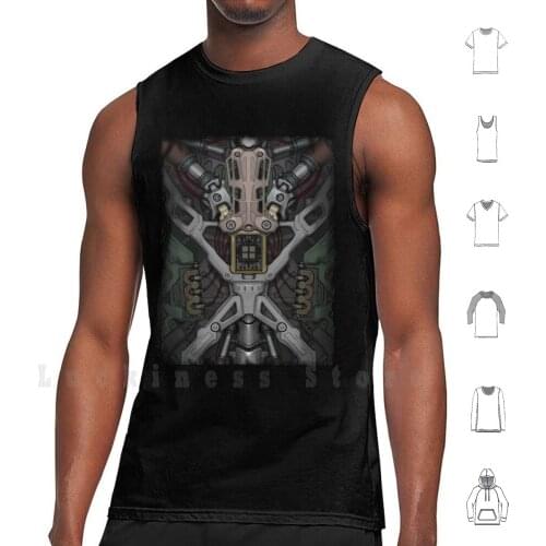 Sci Fi Armor Exposed Mechanics Tank Tops Vest 100% Cotton Armor Science Fiction Scifi Robot Robotic Mechanical