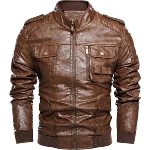 Winter new mens leather jacket warm plus size mens Fleece jacket Casual and comfortable jacket Fashion coat