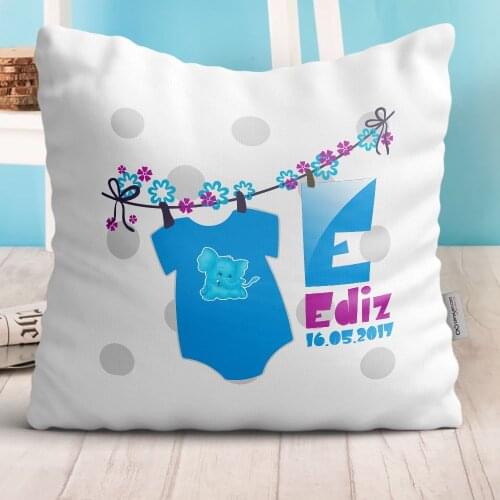 Personalized Is Dated Male Baby & Kids White Pillow-2