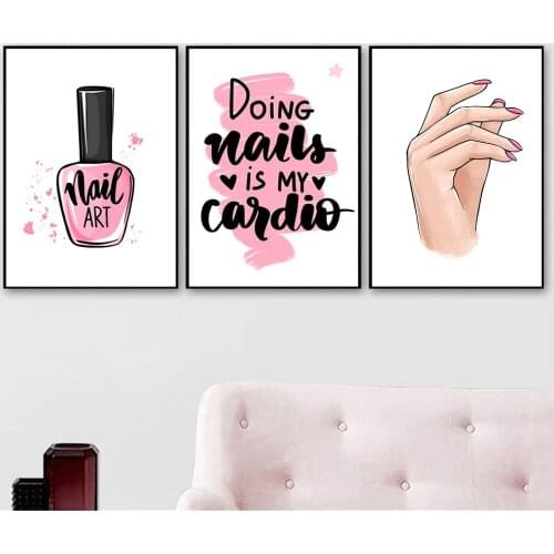 Nail Polish Canvas Poster Fashion Art Painting Pink Nail Print Quotes Wall Art Posters Modern Wall Pictures Living Room Decor
