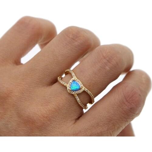 Decent fashion rings double rows big blue stone fufill cz ring water drop simple jewelry for homme men women fashion finger ring