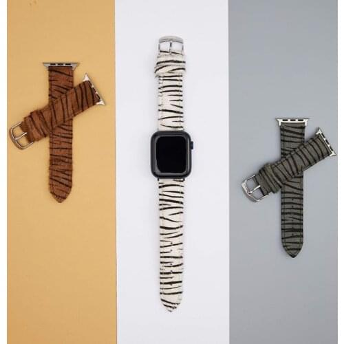 Woman Zebra Pattern Plush Leather Band For Apple Watch Strap 38mm 40mm 42mm 44mm Bracelet iWatch Series 3 4 5 6 SE Watchband