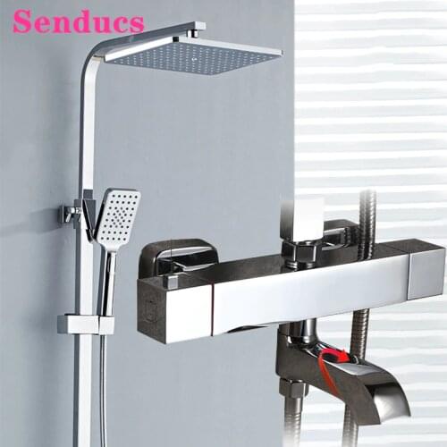 Thermostatic Bathroom Mixer Tap Luxury Chrome Thermostatic Shower System Quality Brass Thermostatic Bathroom Shower Mixer Set