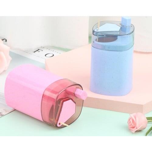 Home Furnishings Wheat Straw Pressed Automatic Toothpick Holder Square Toothpick Box Household Storage Container