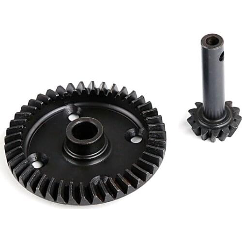 Hard Steel Helical Cut Rear Differential Ring Gear and Pinion Gear for LOSI 5ive-T Rovan LT Truck SLT V5 Buggy and KM