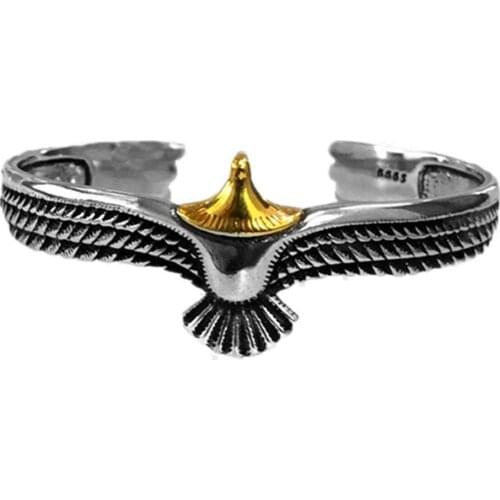 Vintage Eagle Flying Feather Pattern Bangles Bracelet Adjustable Bangles Opening Mjolnir Viking Norse Mythology Amulet Rune A9J5