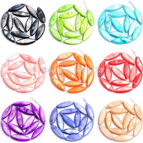 High Quality 10x30mm Natural Oval Shape 11 Color Shell MOP DIY Gems Loose Beads Strand 15" Jewellery Making wj86