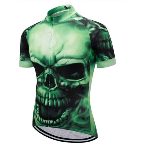Weimostar Green Skull Cycling Jersey Summer mtb Bicycle Jersey Bike Wear Clothes Maillot Ciclismo Short Sleeve Cycling Clothing