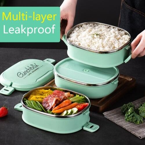 1 2 3 Layer Big Thermos Lunch Box Thermal Food Container Box Stainless Steel Leakproof Lunch Containers Bento Box