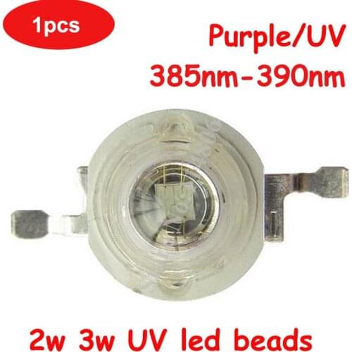1pcs High Power 2W 3W UV Ultraviolet 385nm~390nm 45mil Input 600-700mA 120 Degree LED Chip Light Bead Parts