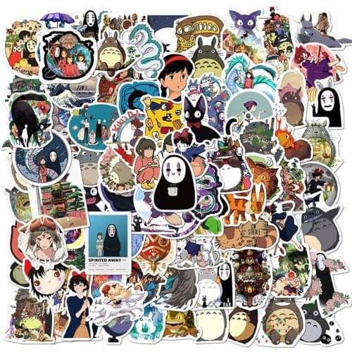 100PCS Miyazaki Hayao Cartoon Stickers Anime Travel Skateboard Suitcase Guitar Luggage Laptop Decals Sticker DIY Fun for Kid Toy