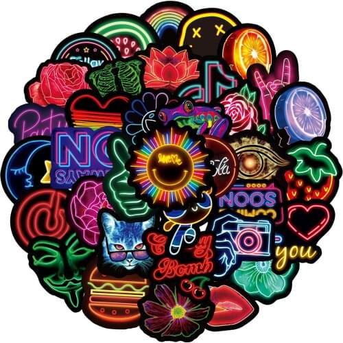 100 sheets of dazzling neon graffiti stickers laptop water guitar laptop trolley case waterproof stickers custom