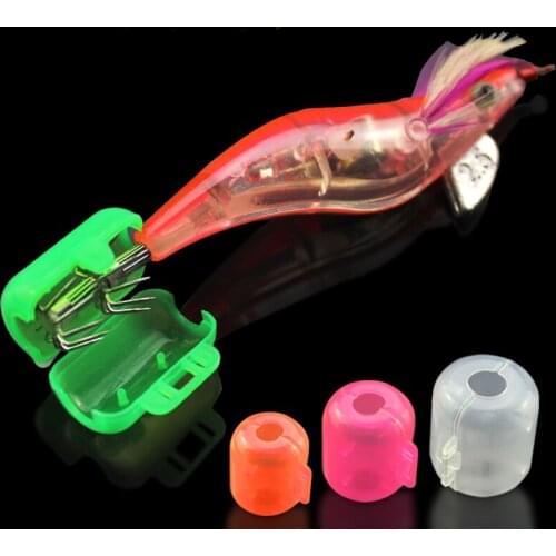 12PCS/Lot Squid Jig Cover Wood Shrimp Umbrella Hooks Cover Protector with Multiple Color Fishing Accessories