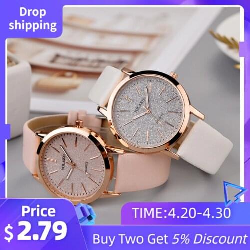 2020 Top Brand High Quality Fashion Womens Ladies Simple Watches Geneva Faux Leather Analog Quartz Wrist Watch clock saat Gift Q