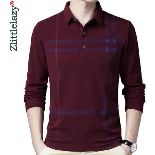 2020 Thick Long Sleeve Polo Tee Shirt Men Casual Striped Mens Clothing Polos Shirts Mens Fashion Slim Fit Poloshirt Tops 90835