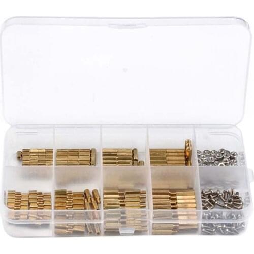 300Pcs M2 Copper Female/Male Spacing Screws Pillar Stand Off Hex Column Spacer Screw Nut Fastener Tool