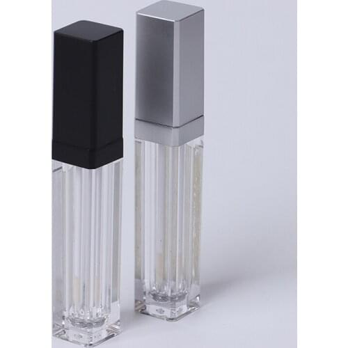 7.5ml Empty Makeup DIY Lip gloss bottle Black/silver Square Lip Gloss Tube with LED Light mirror Labial glair bottle