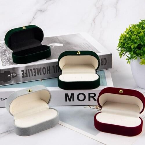 1Pc Velvet Trinket Box Ring Box Jewelry Organizer Double Rings BoxJewelry Box Wedding Gift Box Jewelry Organizer