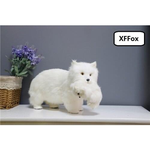 White real life bear model plastic&furs bear mother&baby doll home decoration gift about 32x13x18cm xf2643