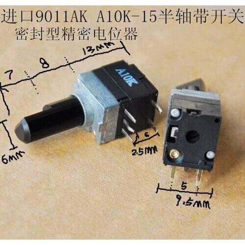 Free Shipping!! 3pcs 9011AK sealed type / Precision adjustable potentiometer with switch / A10K-15MM Axle /Electronic Component