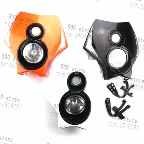 White LED Headlight Case Headlamp For CR YZ XR WR SX DR KTM Enduro Racing Motorcycle Motocross